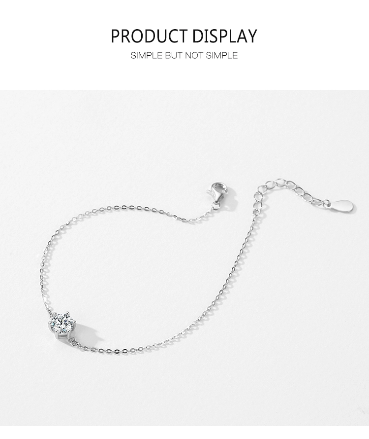 Classics Round Sparkling Clear CZ Chain Type Bracelet 925 Sterling Silver