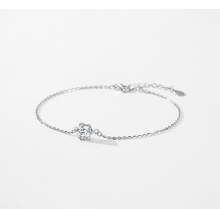 Classics Round Sparkling Clear CZ Chain Type Bracelet 925 Sterling Silver