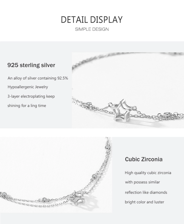 Light Luxury Elegant Star Zirconia Bilayer Bracelets 925 Sterling Silver
