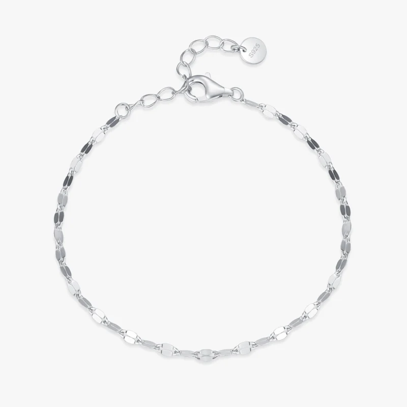 Sequins Stackable Bracelet Women Genuine 925 Sterling Silver