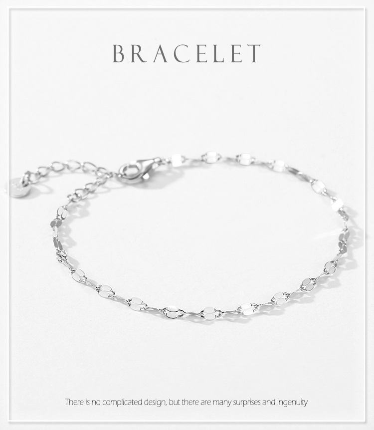Sequins Stackable Bracelet Women Genuine 925 Sterling Silver