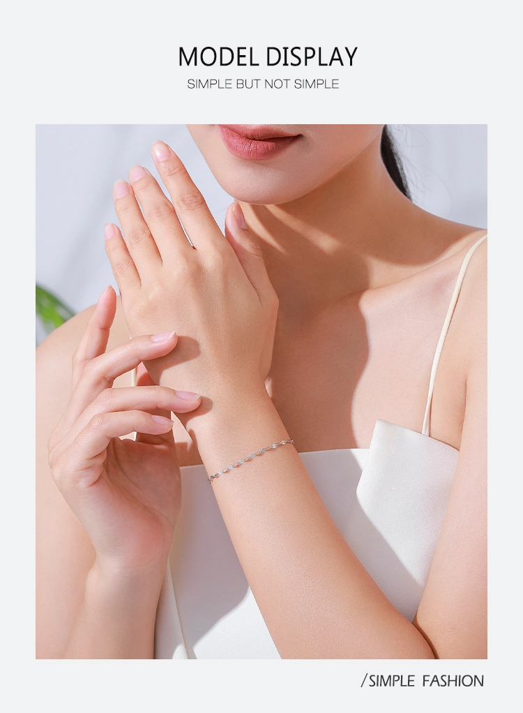 Sequins Stackable Bracelet Women Genuine 925 Sterling Silver