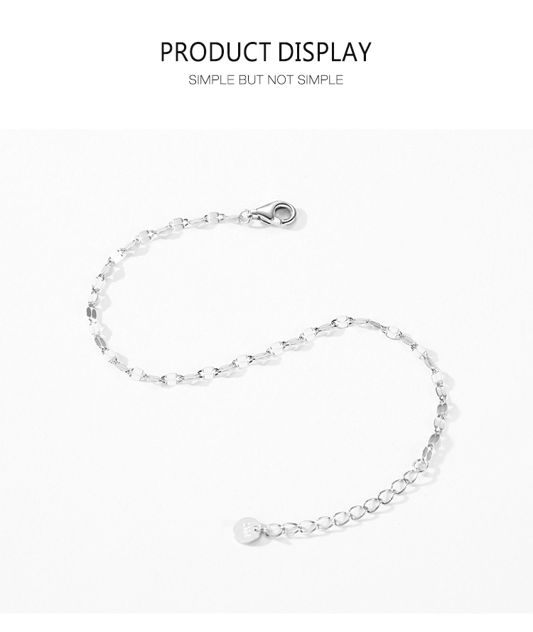 Sequins Stackable Bracelet Women Genuine 925 Sterling Silver