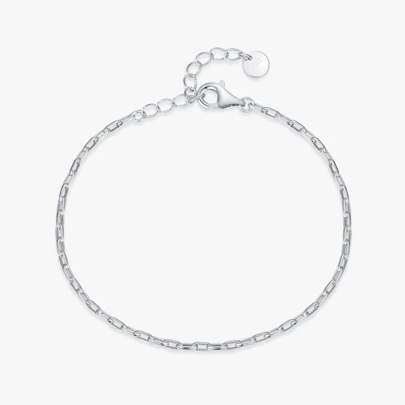 Stackable Geometric Fashion Chain Bracelet 925 Sterling Silver