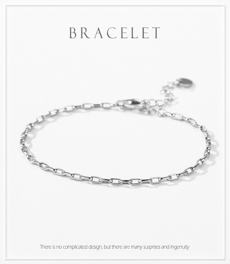 Stackable Geometric Fashion Chain Bracelet 925 Sterling Silver