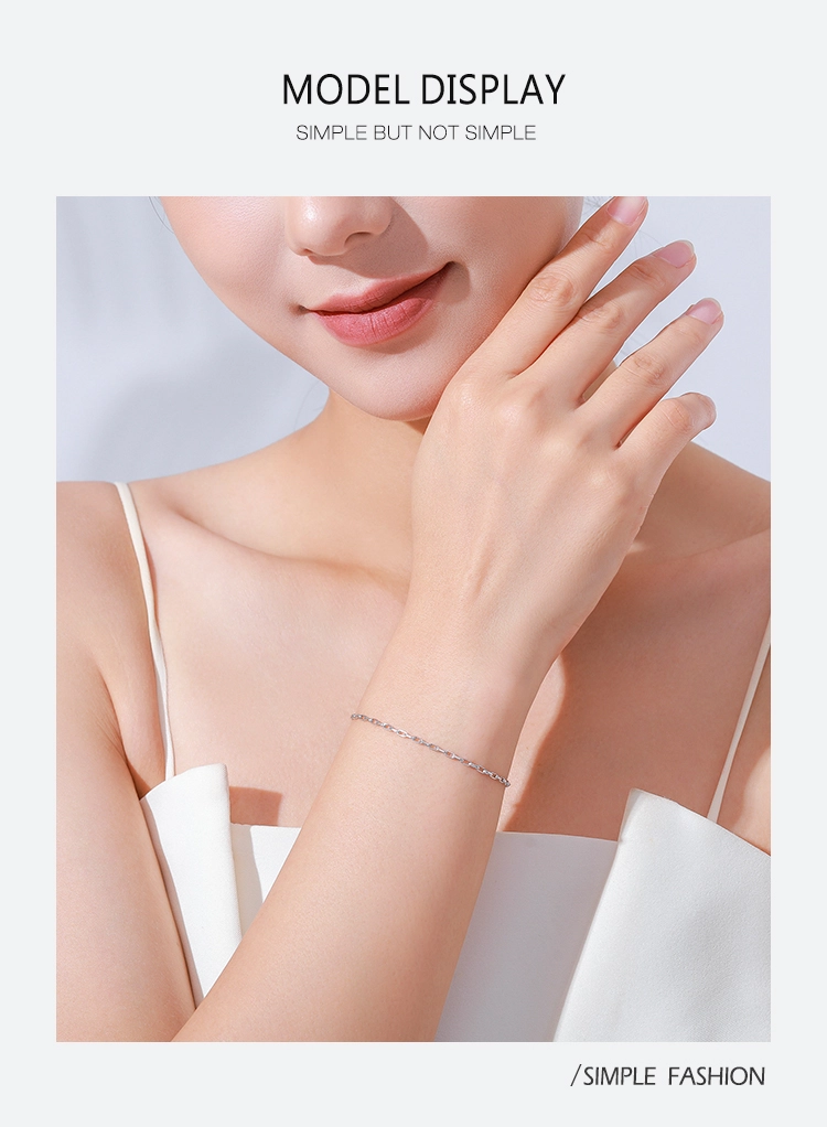Stackable Geometric Fashion Chain Bracelet 925 Sterling Silver