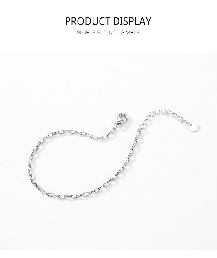 Stackable Geometric Fashion Chain Bracelet 925 Sterling Silver