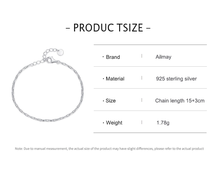Stackable Geometric Fashion Chain Bracelet 925 Sterling Silver