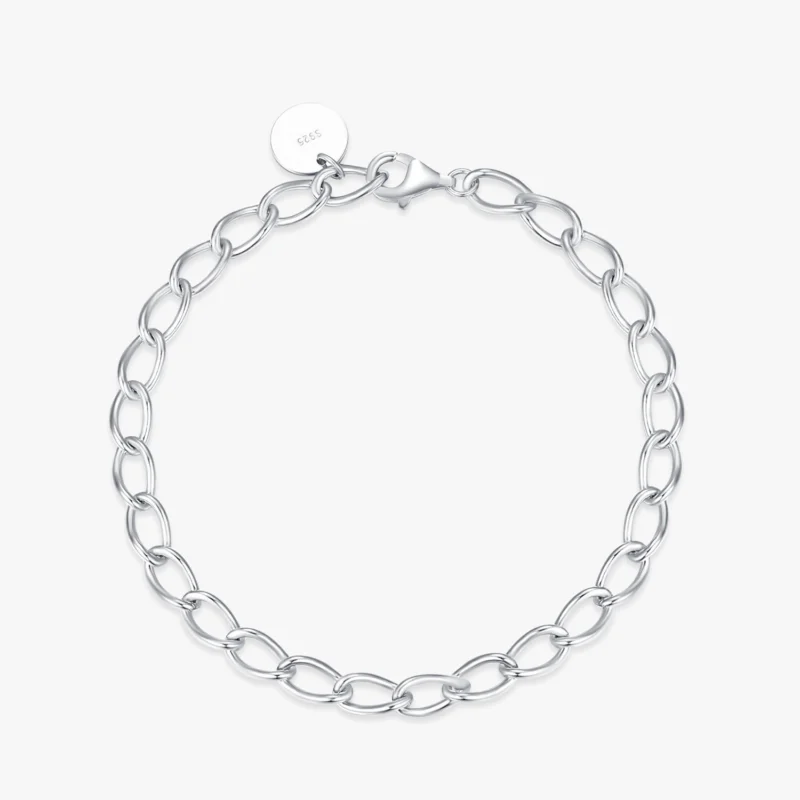 Classic Basic Chain Strip Bracelet 925 Sterling Silver
