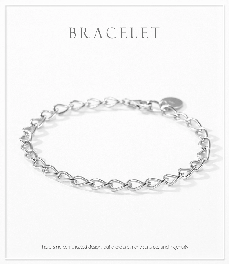 Classic Basic Chain Strip Bracelet 925 Sterling Silver