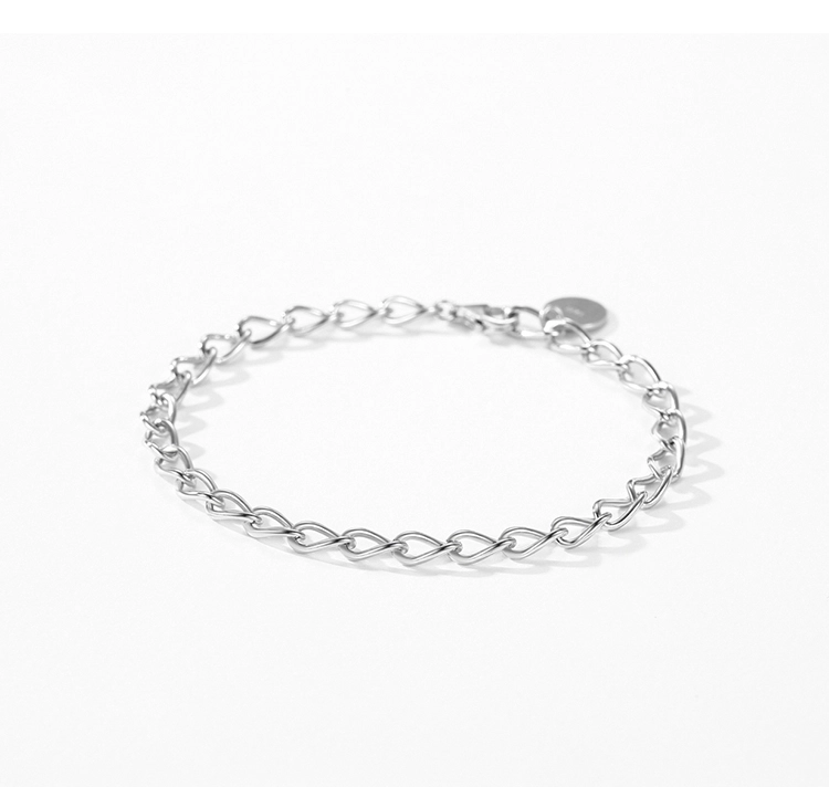 Classic Basic Chain Strip Bracelet 925 Sterling Silver