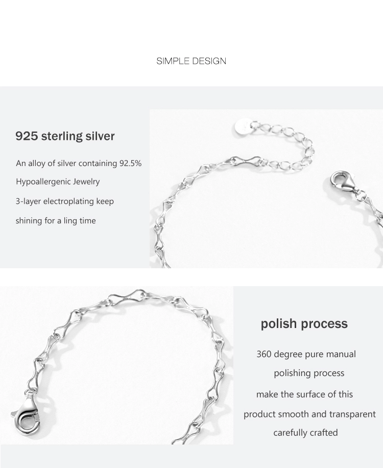 Fashion Design Romantic Infinite Symbol Bracelet 925 Sterling Silver