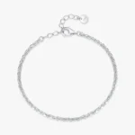 Line Chain Bilayer Bracelets Real 925 Sterling Silver