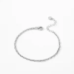 Line Chain Bilayer Bracelets Real 925 Sterling Silver