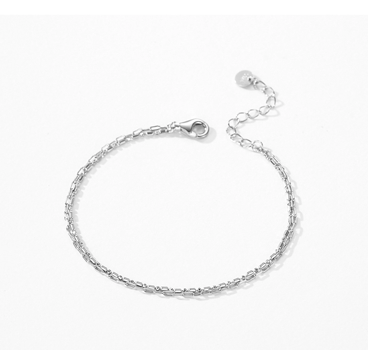 Line Chain Bilayer Bracelets Real 925 Sterling Silver