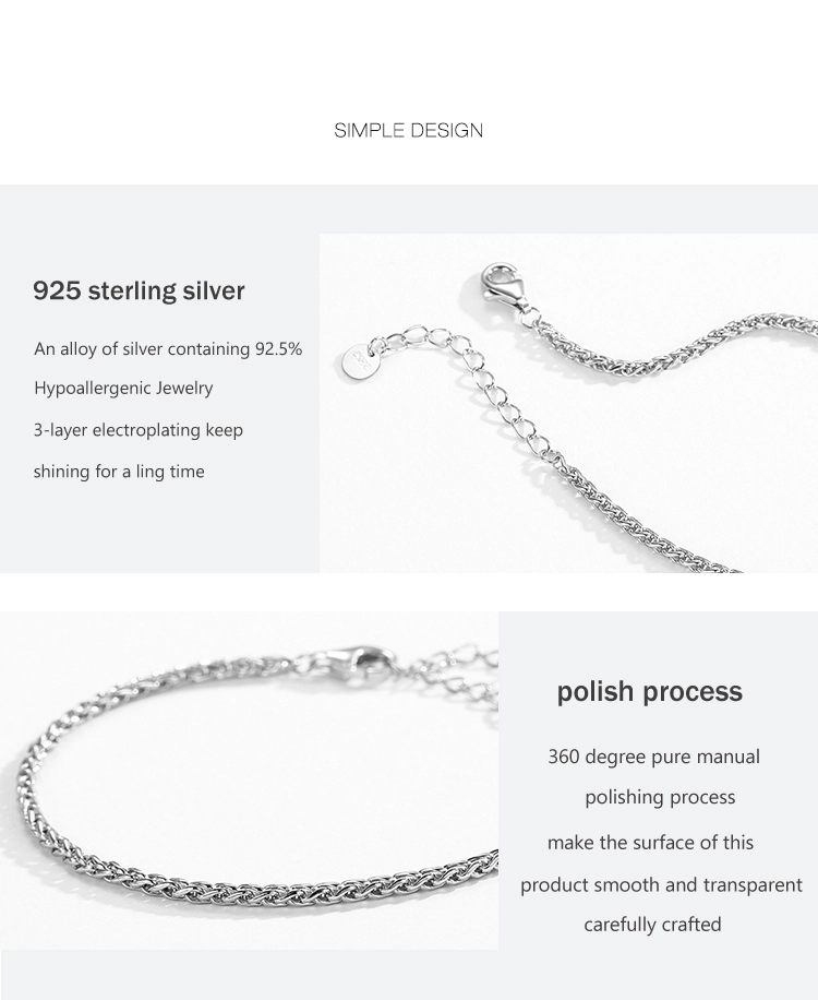 Chain Stackable Geometric Bracelet 100% 925 Sterling Silver
