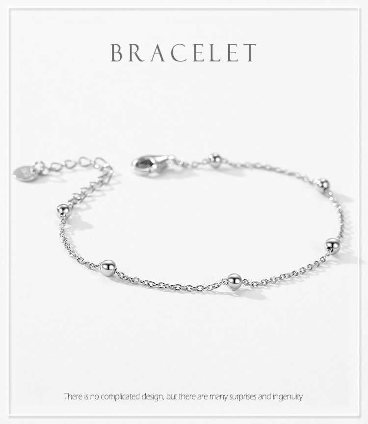 Beads Line Chain Bracelets Adjustable 925 Sterling Silver