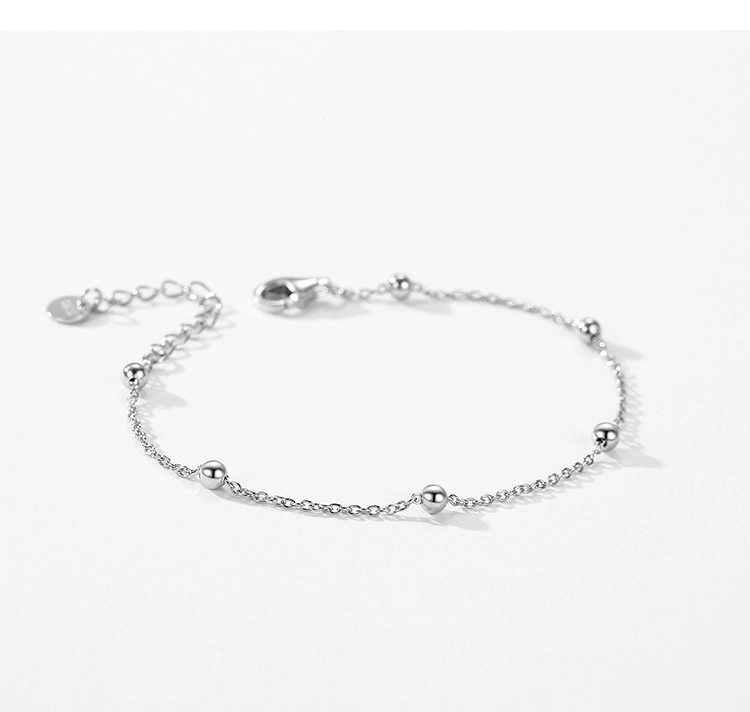 Beads Line Chain Bracelets Adjustable 925 Sterling Silver