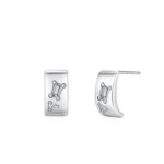 Curved Hoop Hip Hop Earrings 925 Sterling Silver