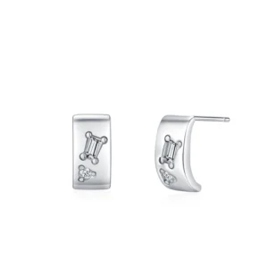 Curved Hoop Hip Hop Earrings 925 Sterling Silver