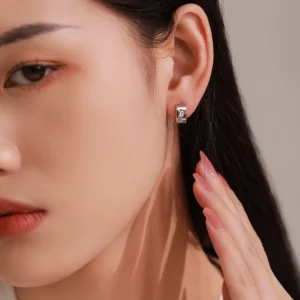 Curved Hoop Hip Hop Earrings 925 Sterling Silver