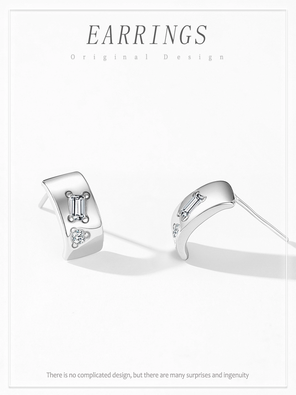 Curved Hoop Hip Hop Earrings 925 Sterling Silver