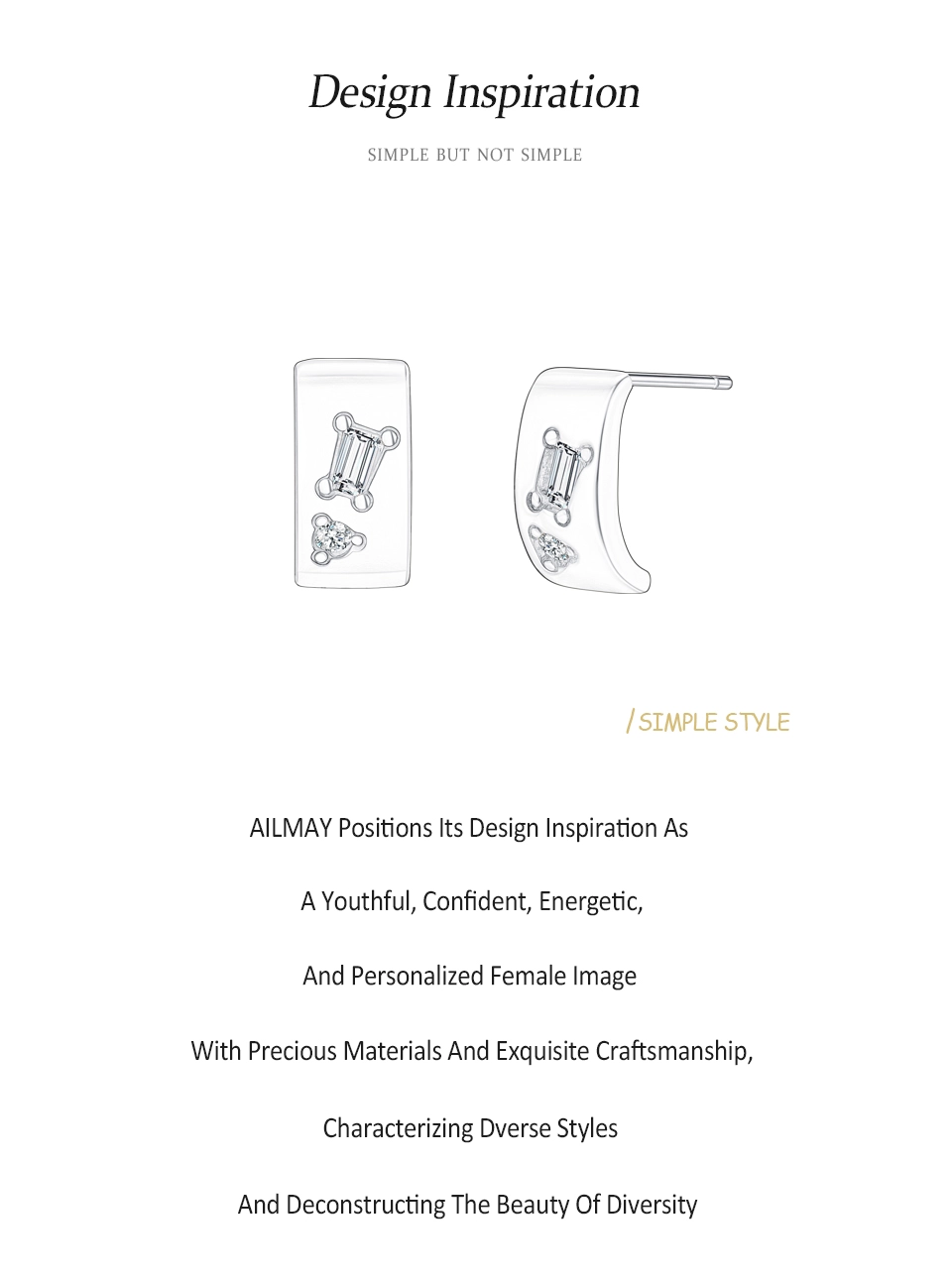 Curved Hoop Hip Hop Earrings 925 Sterling Silver