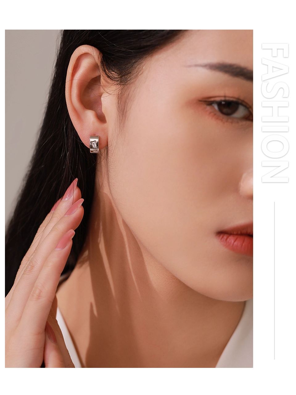 Curved Hoop Hip Hop Earrings 925 Sterling Silver