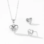 Romantic Heart Stud Earrings Zircon 925 Sterling Silver