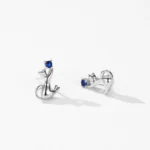 Cat Designed Stud Earrings Cute Pet Sterling Silver