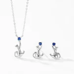Cat Designed Stud Earrings Cute Pet Sterling Silver