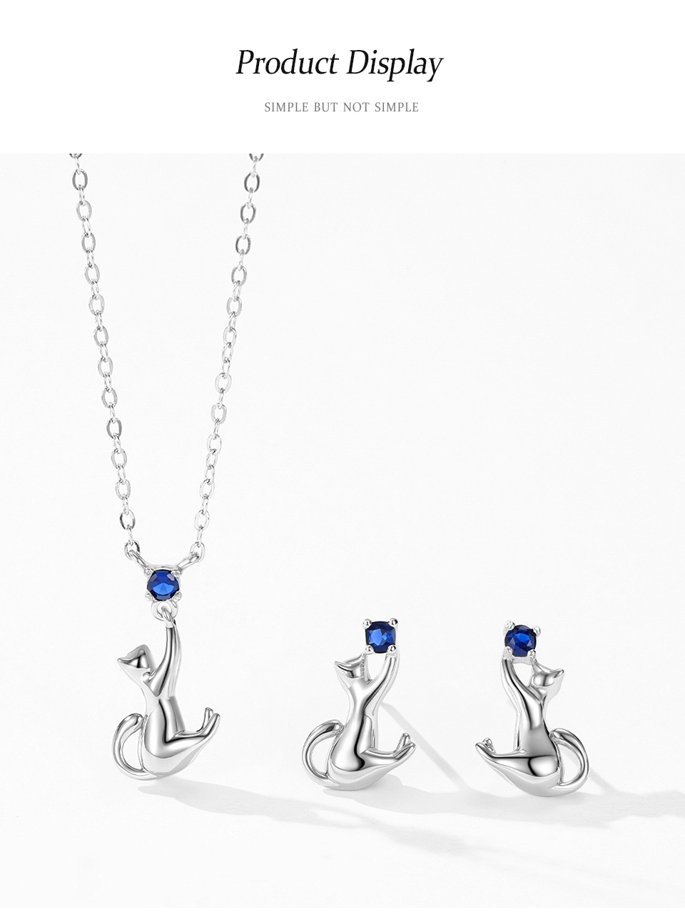 Cat Designed Stud Earrings Cute Pet Sterling Silver
