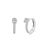 Classic Round Zircon Hoop Earrings 925 Sterling Silver