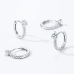 Classic Round Zircon Hoop Earrings 925 Sterling Silver