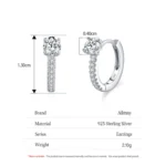 Classic Round Zircon Hoop Earrings 925 Sterling Silver