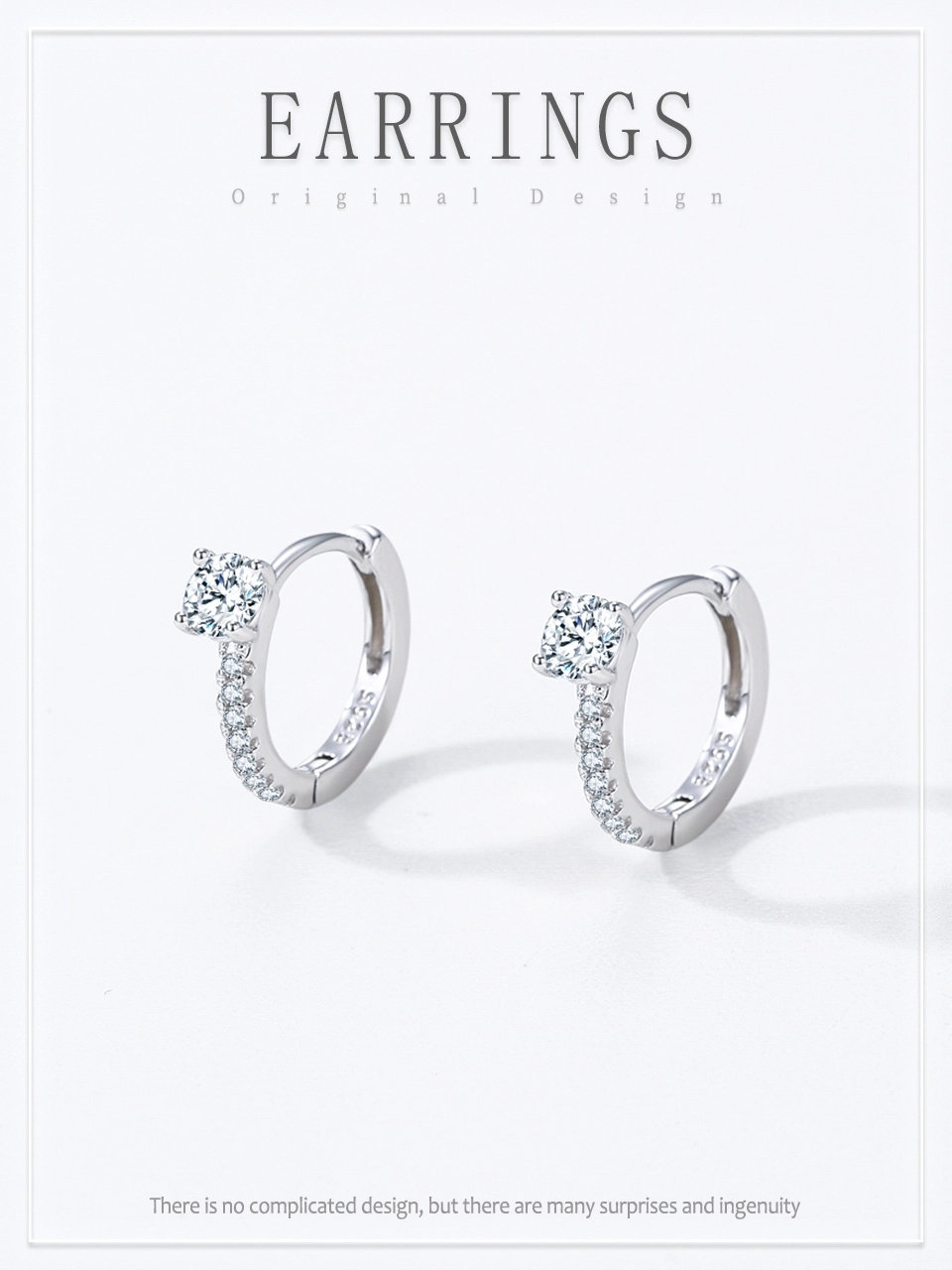 Classic Round Zircon Hoop Earrings 925 Sterling Silver