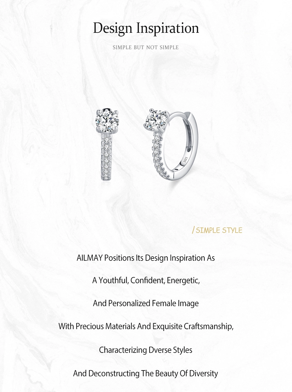 Classic Round Zircon Hoop Earrings 925 Sterling Silver