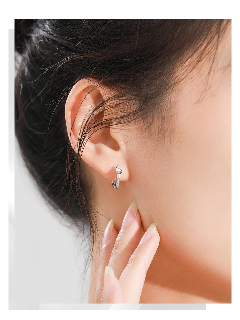 Classic Round Zircon Hoop Earrings 925 Sterling Silver