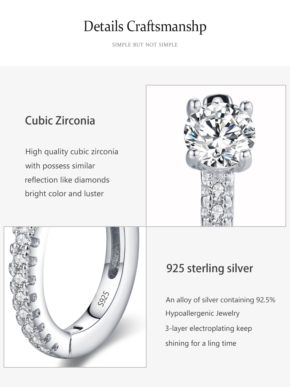 Classic Round Zircon Hoop Earrings 925 Sterling Silver