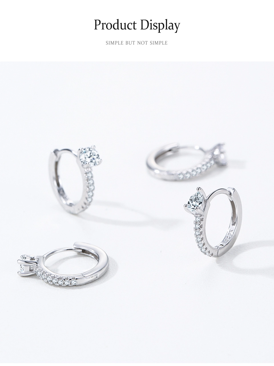 Classic Round Zircon Hoop Earrings 925 Sterling Silver