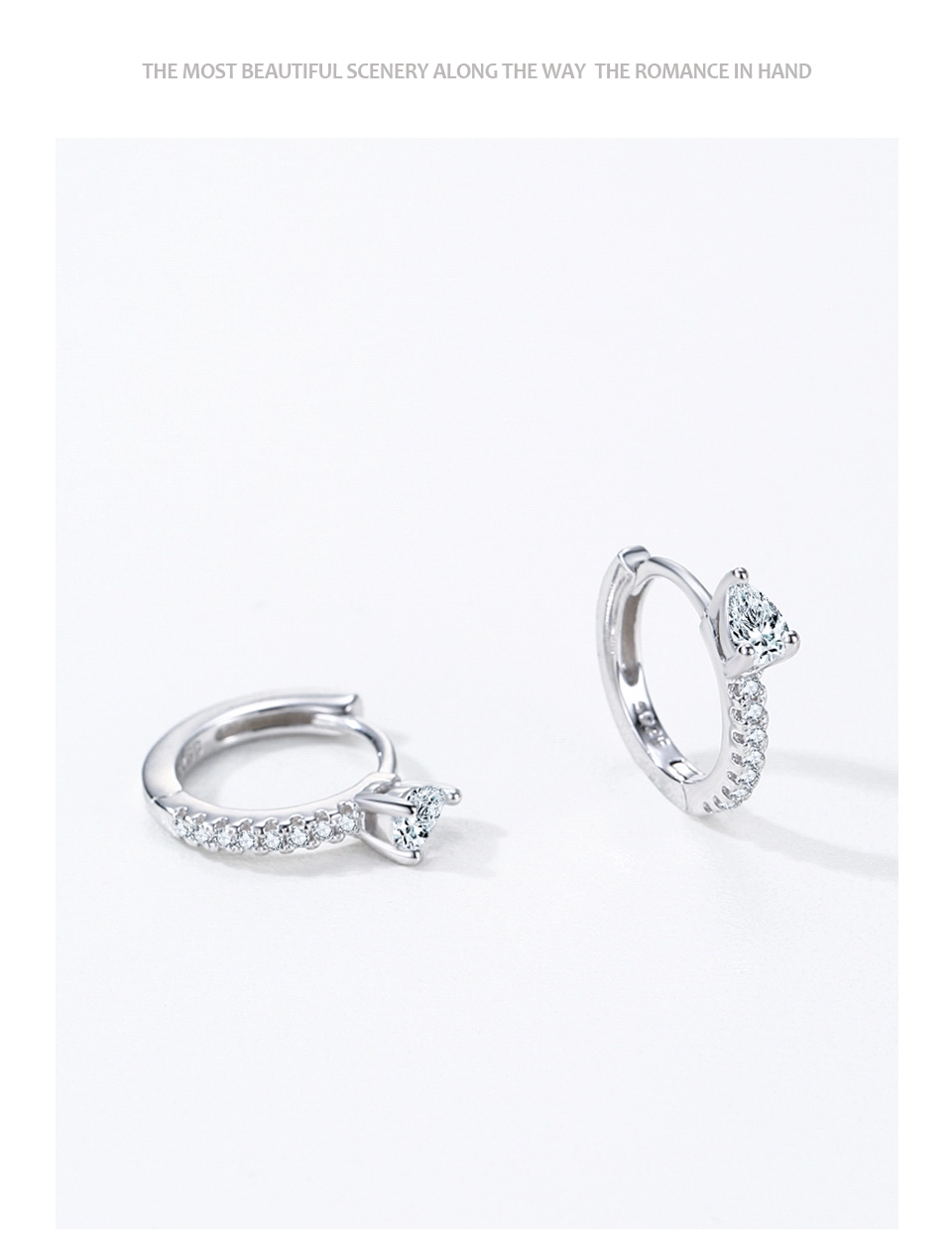 Classic Round Zircon Hoop Earrings 925 Sterling Silver