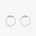 Geometric Round Design CZ Stud Earrings Sterling Silver