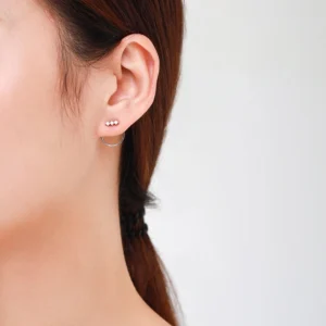 Geometric Round Design CZ Stud Earrings Sterling Silver