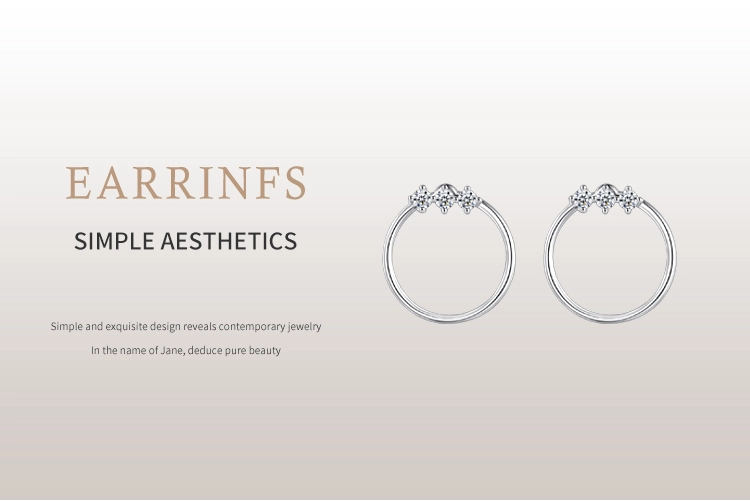 Geometric Round Design CZ Stud Earrings Sterling Silver