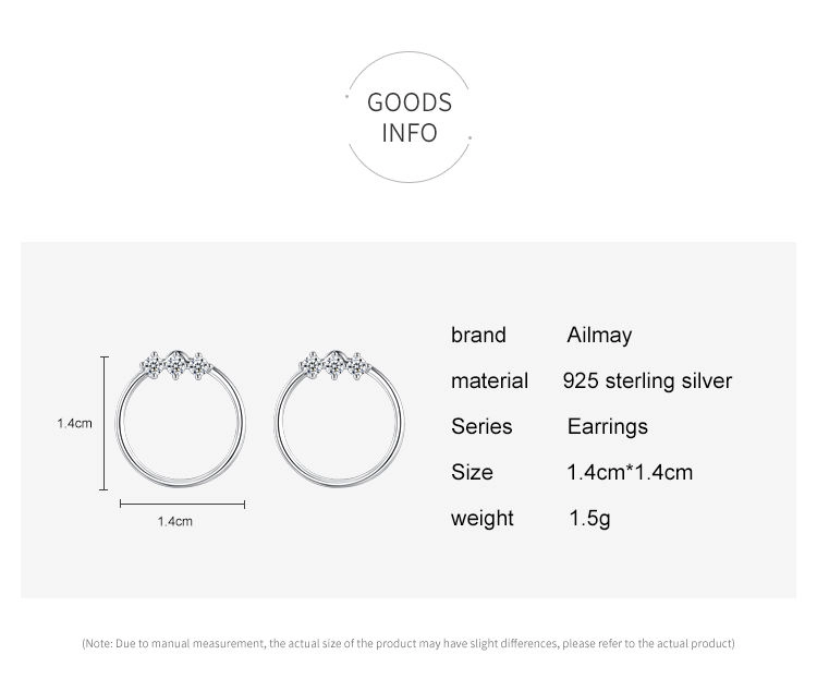 Geometric Round Design CZ Stud Earrings Sterling Silver
