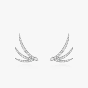 Wing Design CZ Stud Earrings 925 Sterling Silver