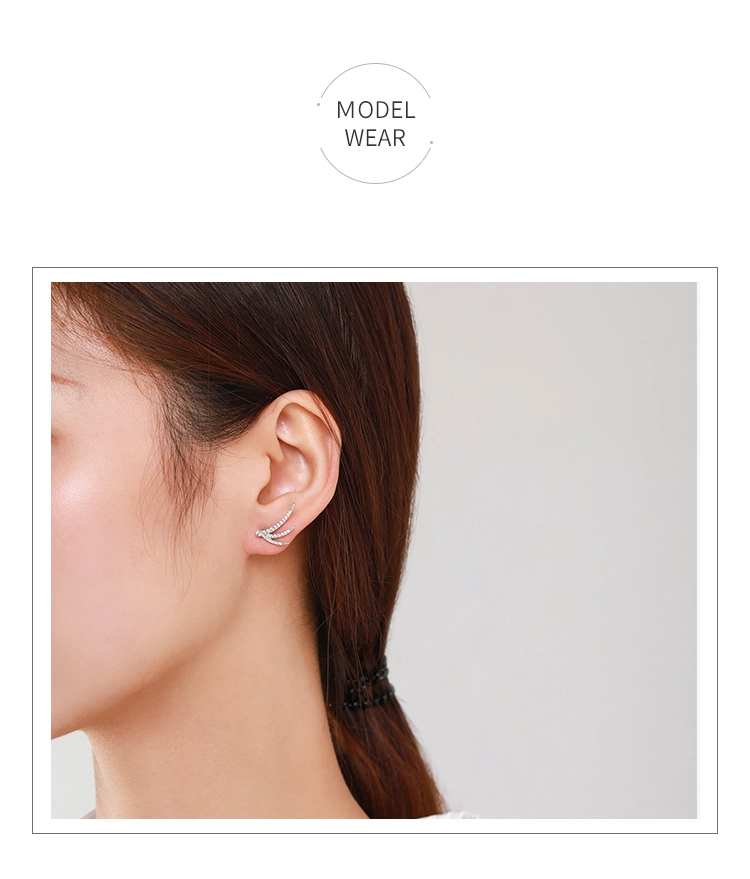 Wing Design CZ Stud Earrings 925 Sterling Silver
