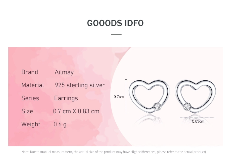 Heart Romantic Stud Earrings 925 Sterling Silver