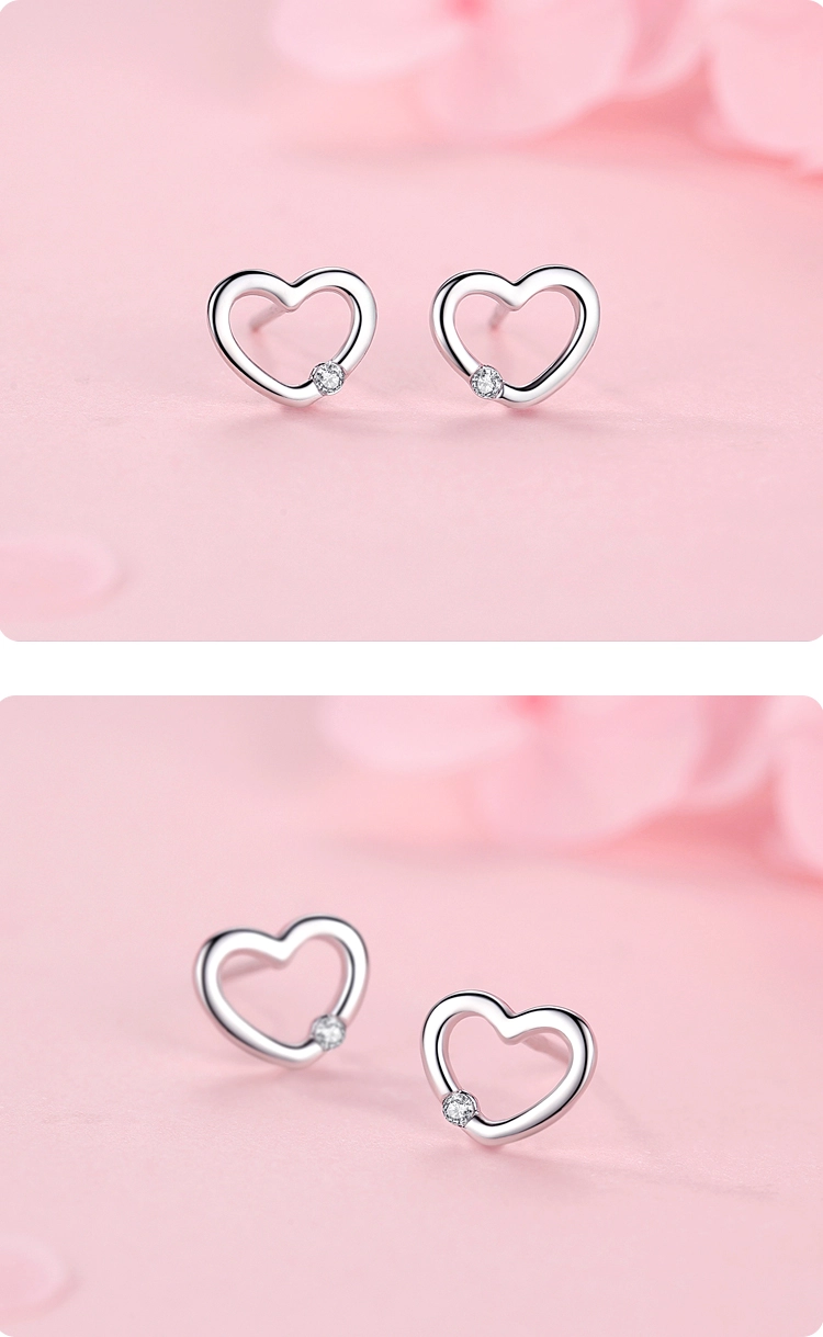 Heart Romantic Stud Earrings 925 Sterling Silver