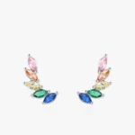 Multicolour CZ Feather Wings Earrings 925 Sterling Silver